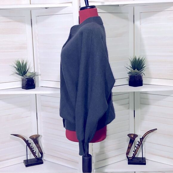 Vintage 80s 90s Gray Embroidered Knit Cardigan Floral Appliqué Medium - Picture 7 of 8